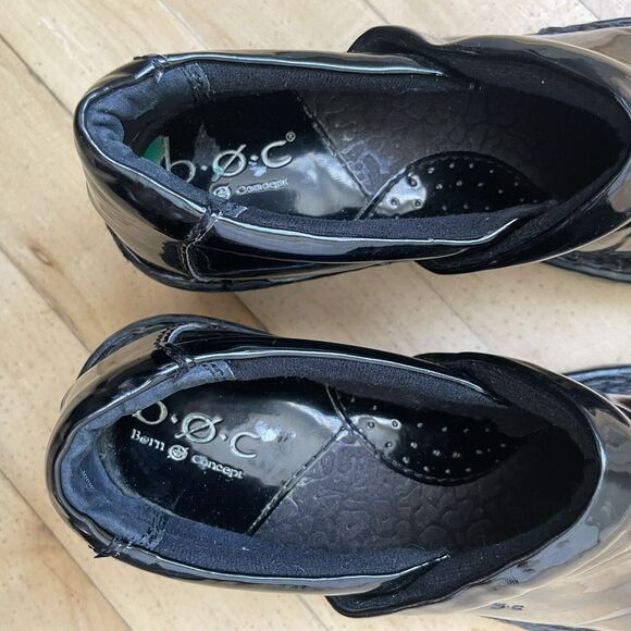BOC Born Concept BC9632 Women Black Patent Slip On Clog Shoe Size 8 EUC - Picture 3 of 10